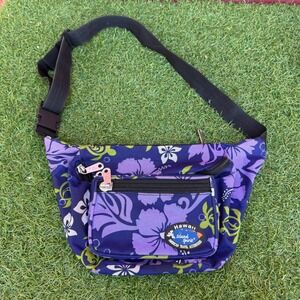 Hawaii Island Spirit Purple Hibiscus Sea Turtle Fanny Pack Waist Bag Travel